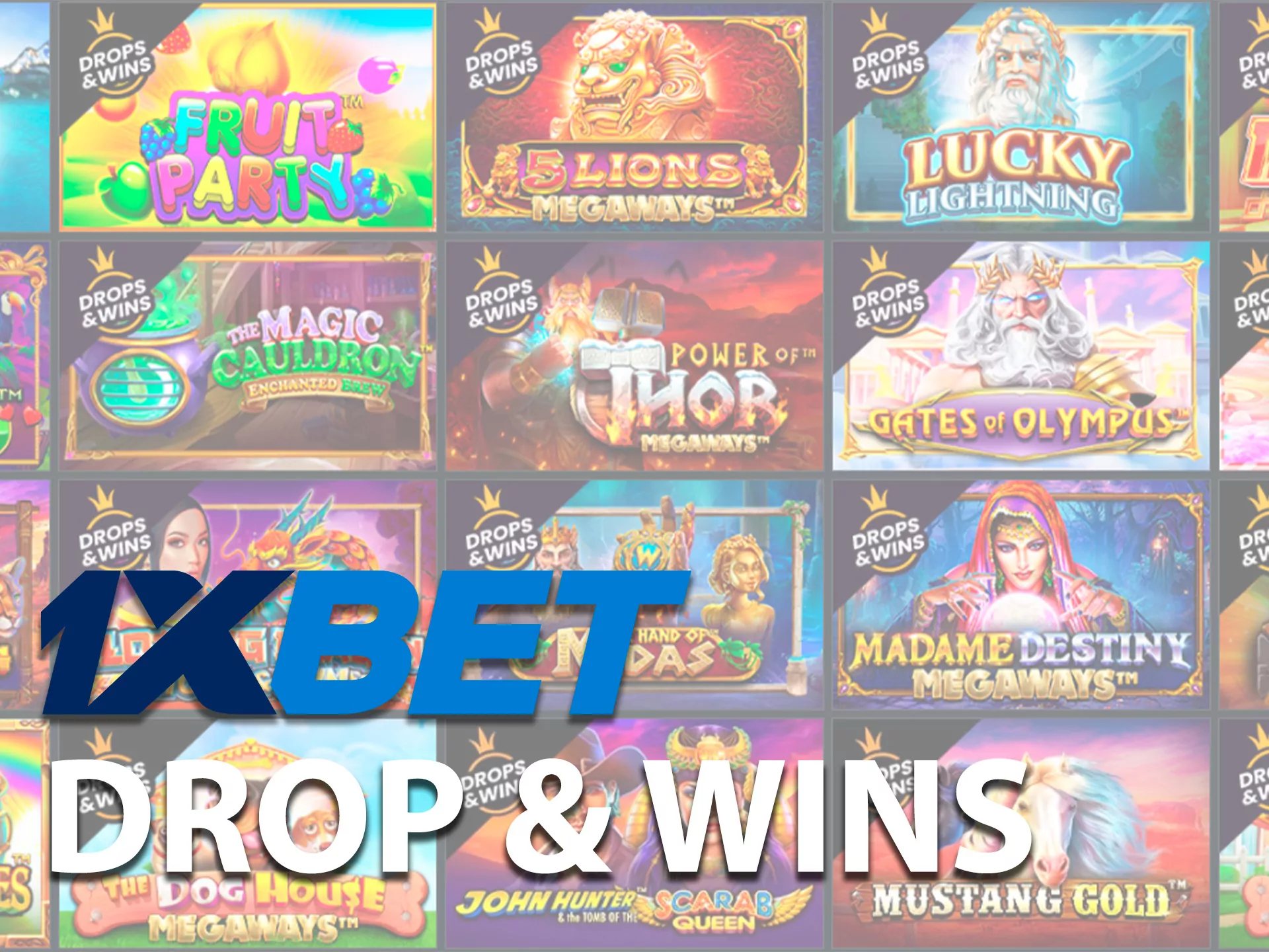 Register at the 1xbet online casino and play Drop and Wins from Pragmatic Play.