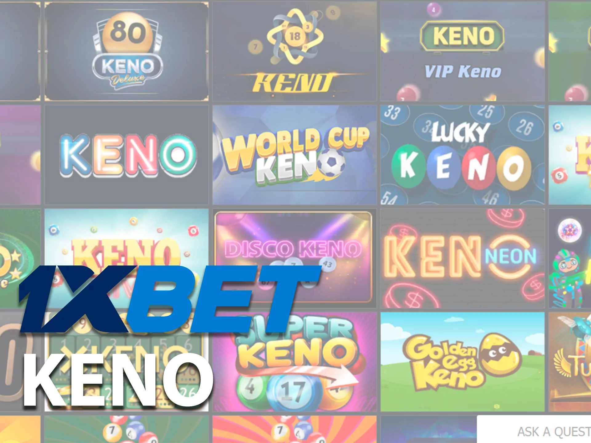 खेल Keno पर 1xbet ऑनलाइन कैसीनो है।