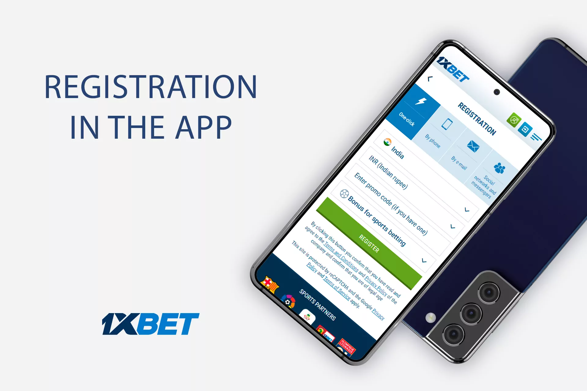 Register your 1xBet account through the official app.