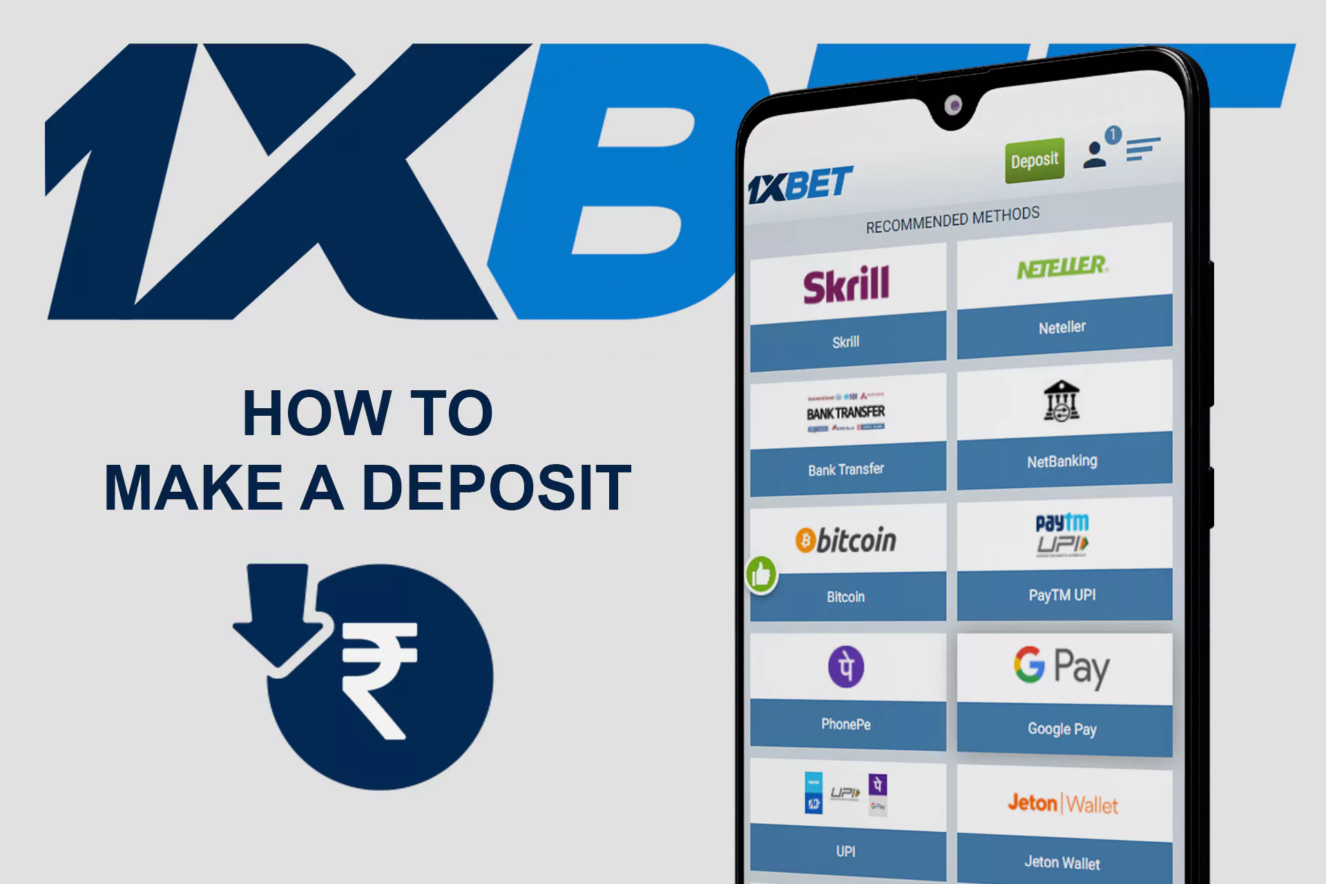 You can make a deposit through the official 1xBet app.