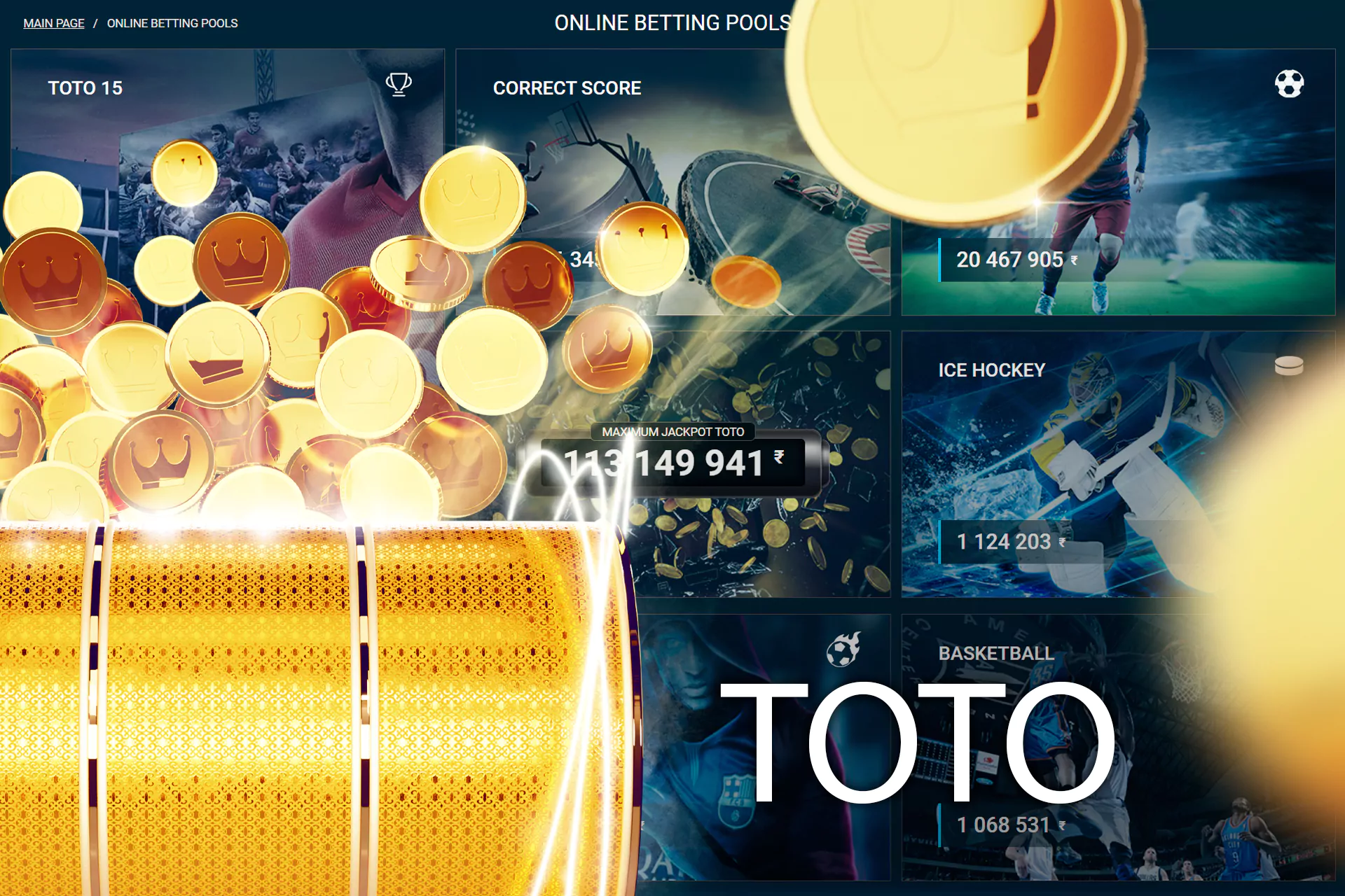 1xBet users from India can play TOTO online.