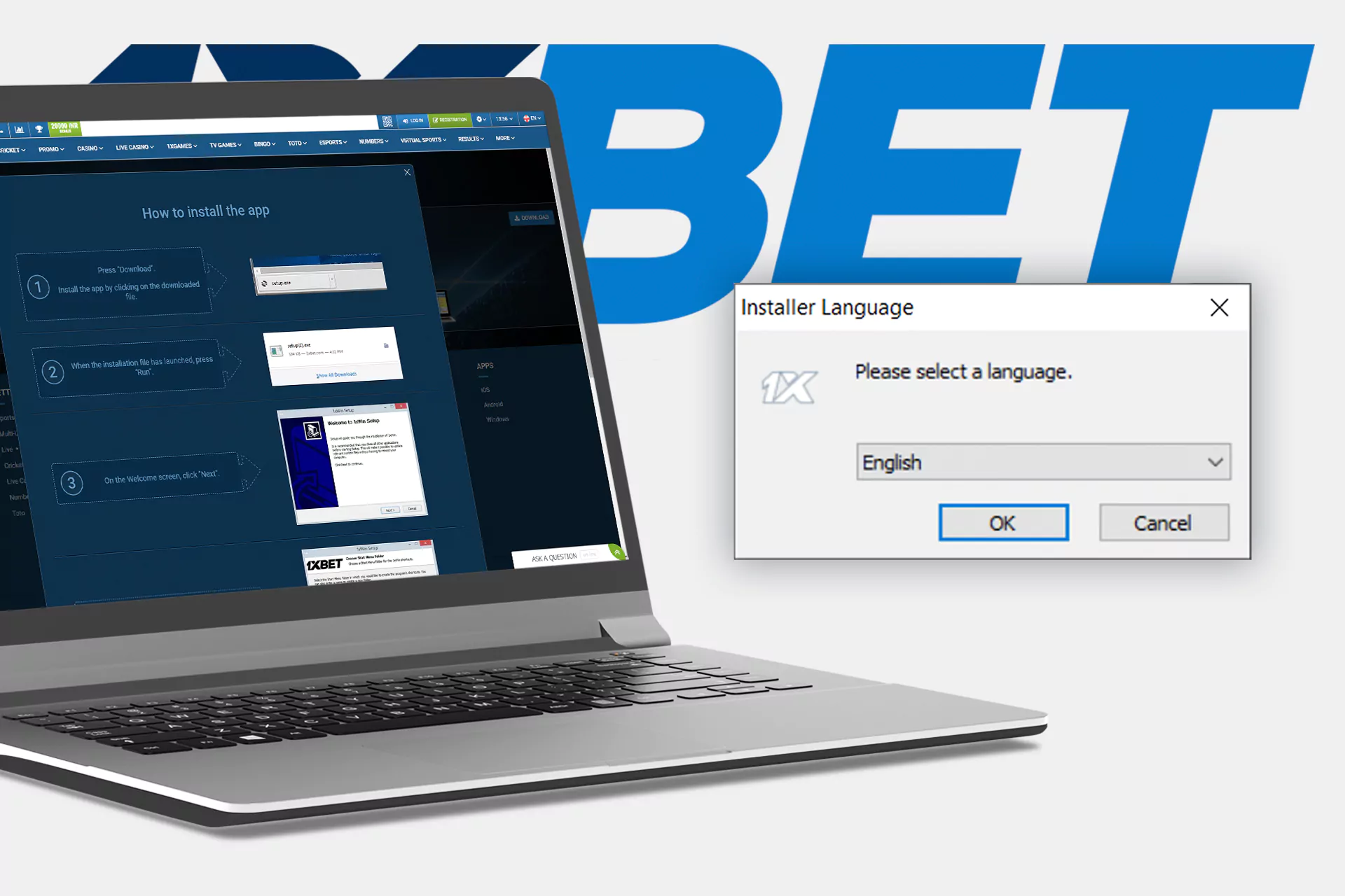 Install 1xBet for PC via the installation wizard.