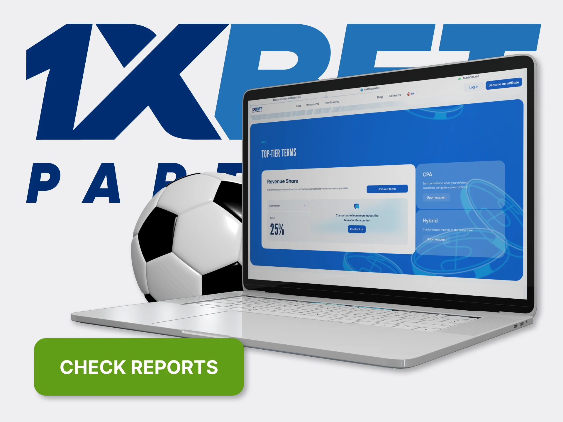 Get statistics and see reports in 1xBet's affiliate program.