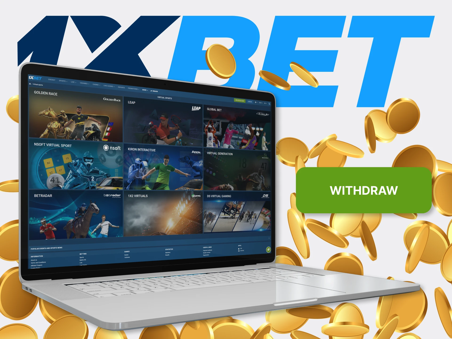Easily deposit and withdraw your winnings from virtual sports betting with 1xBet.