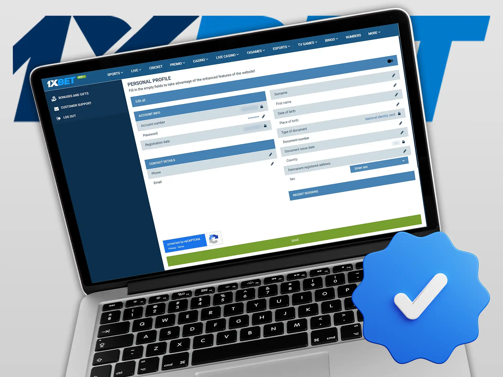 Follow the instructions to verify your 1xBet account.