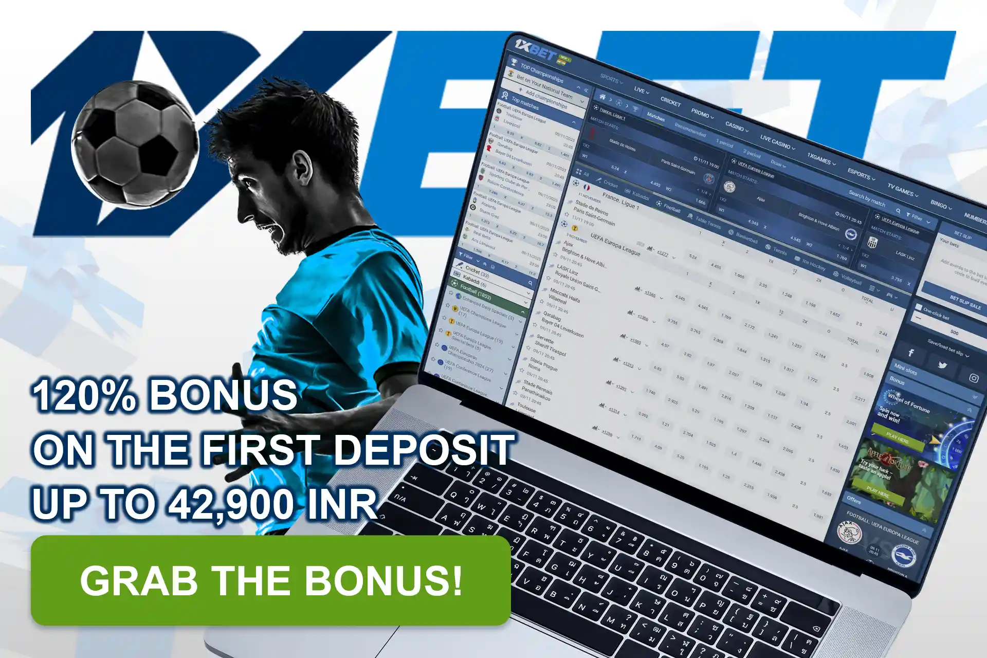 For sports betting, you can get a generous welcome bonus after creating an account on 1xBet.